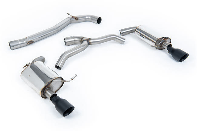 Milltek cat-back udstødning til Volkswagen Golf Mk7 2.0TFSI Alltrack / Stationcar / Station Wagon / Combi 4-Motion, ikke-resoneret, sorte tips – billede 2