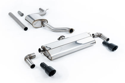 Milltek cat-back udstødning til Volkswagen Golf Mk7.5 1.5TSI Evo GT & R-Line, resoneret, sorte tips