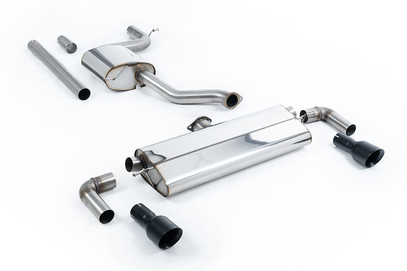 Milltek cat-back udstødning til Volkswagen Golf Mk7.5 1.5TSI Evo GT & R-Line, resoneret, sorte tips