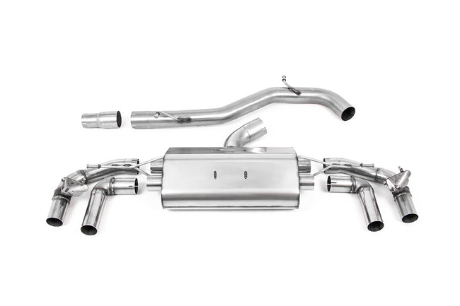 Milltek cat-back udstødning til Volkswagen Golf Mk8 R 2.0 TSI 320PS, ikke-resoneret, tips i kulfiber