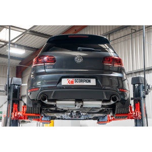Scorpion cat-back udstødning til VW MK6 Golf GTI – resoneret, Daytona, set bagfra