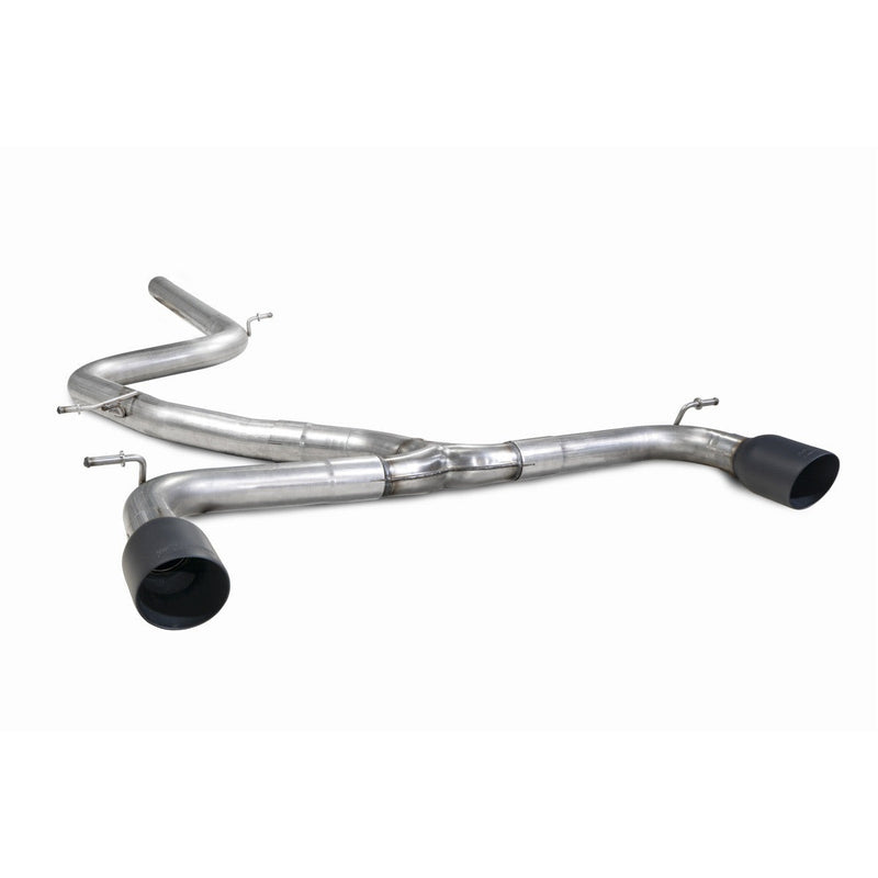 Scorpion cat-back udstødning til VW Golf MK7 GTD – ikke-resoneret, Daytona Ceramic, set skråt bagfra