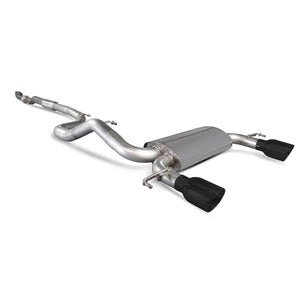 Scorpion cat-back udstødning til Opel Corsa E VXR – resoneret, Daytona Ceramic, set skråt bagfra