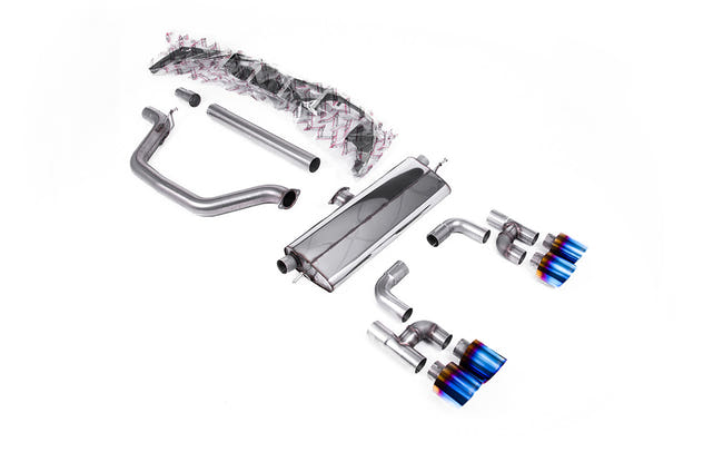 Milltek cat-back udstødning til Volkswagen Golf Mk8 GTi, Road+, tips i brændt titanium