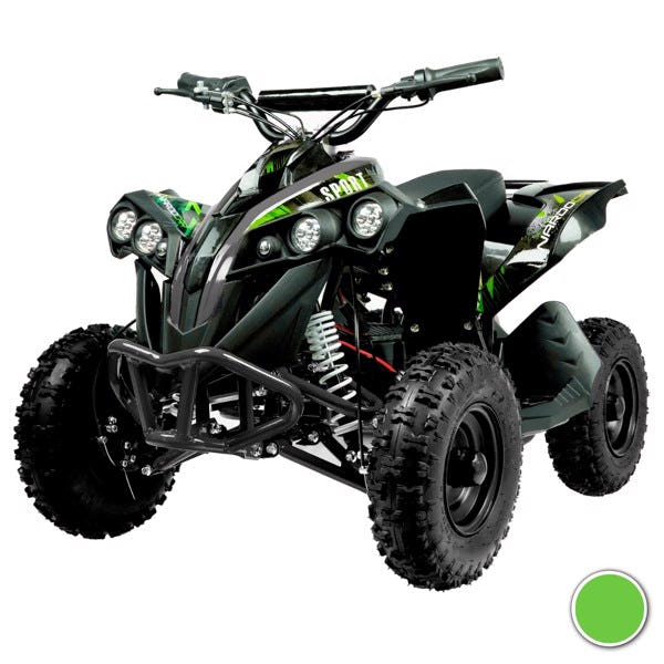 Mini EL ATV Sport 1000W i grøn med robuste offroad-dæk, forlygte og sporty design til børn og unge