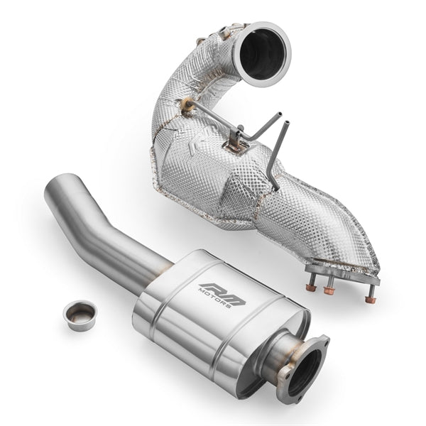 RM Motors Downpipe Sæt Audi A6 S6 / Avant / Sportback / Avant Quattro 3.0 TDI – katalysator Uden, med ekstra lyddæmper, lyddæmper Med, varmeskjold Med