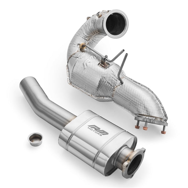 RM Motors Downpipe Sæt Audi A8 S8 / Quattro 3.0 TDI, Uden Katalysator, Med Lyddæmper, Sæt med Lyddæmper Og Varmeskjold