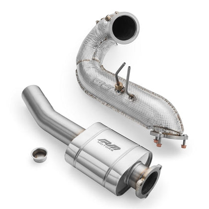 RM Motors Downpipe Sæt Audi Q5 3.0 TDI – katalysator Uden, lyddæmper Med, varmeskjold Med