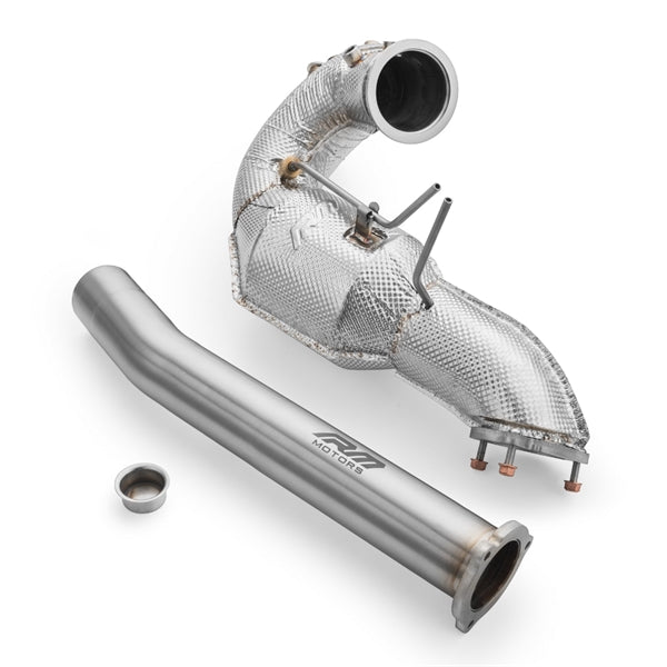 RM Motors Downpipe Sæt Audi Q5 3.0 TDI, OBD, Uden Lyddæmper og med varmeskjold