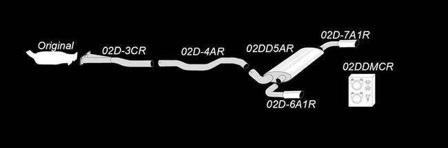 TA-Technix udstødning – Deledelsdiagram komponentnumre