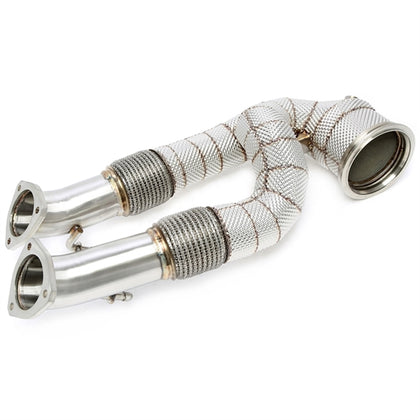 TA Technix Downpipe Med Varmeskjold Og Katalysator Converter Audi TT-RS Type 8J – Dobbelt fleksibel rør med spiralinddeling
