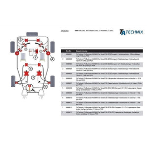 TA-Technix Poly Bøsning BMW 3-Serie E30 – Underkarrosseri monteringsdiagram delmærker