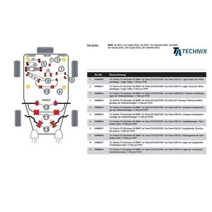 TA-Technix Poly Bøsning BMW 3-Serie E90, E91, E92, E93 – Chassis røde forbindelsespunkter