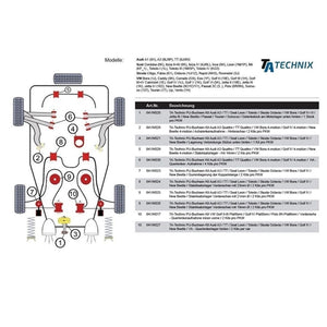 TA-Technix Poly Bøsning VW New Beetle – Chassis underside røde dele