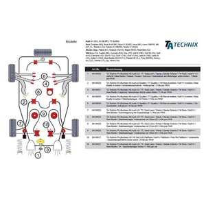 TA-Technix Poly Bøsning VW Bora – Bundplade diagram pilmarkering