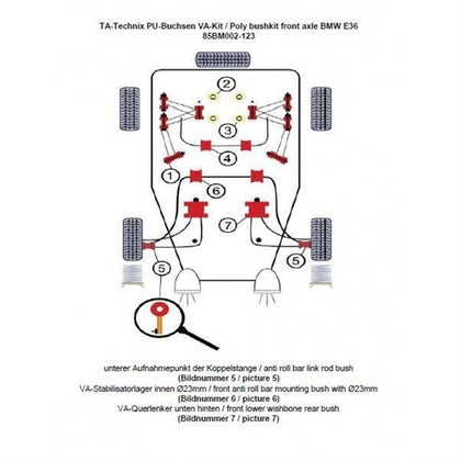 TA-Technix Poly Bøsningskit BMW Z3 – Understellingsdiagram 85BM002-123