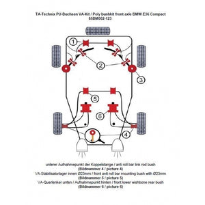 TA-Technix Poly Bøsningskit BMW Z3 – Understellingsdiagram 85BM002-123