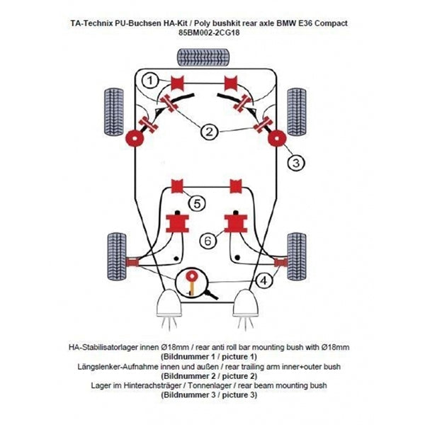 TA-Technix Poly Bøsningskit BMW Z3 – Understellingsdiagram 85BM002-2CG18