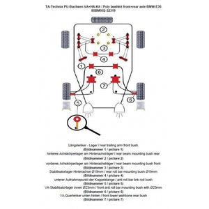 TA-Technix Poly Bøsningskit BMW 3 Serie E36 – Understellingsdiagram 85BM002-32319