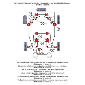 TA-Technix Poly Bøsningskit BMW 3 Serie E36 – Baghjul fokus nummereret system