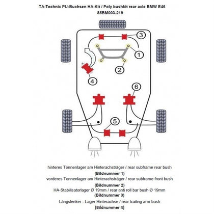 TA-Technix Poly Bøsningskit BMW 3 Serie E46 Compact (346K) – TA-Technix monteringsdiagram E46