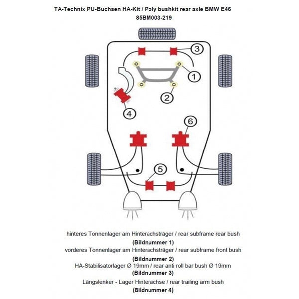 TA-Technix Poly Bøsningskit BMW 3 Serie E46 Compact (346K) – TA-Technix monteringsdiagram E46