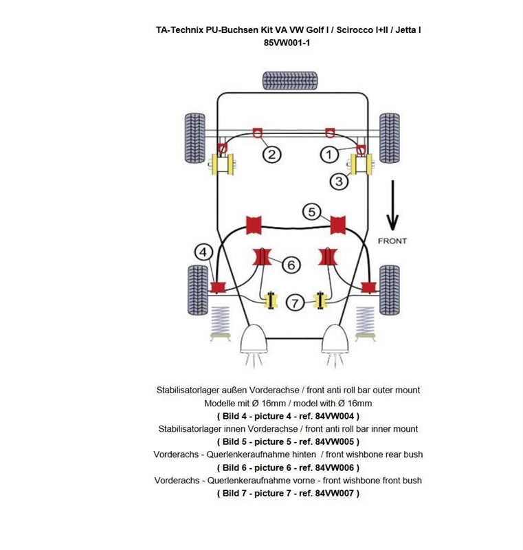TA-Technix undervognsdel – 85VW004 forsuspension hatchback skema