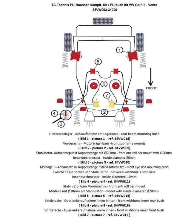 TA-Technix undervognsdel – Monteringsdiagram med delnumre