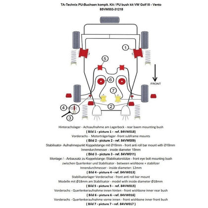 TA-Technix undervognsdel – 85VW001 Varro bagesuspension diagram