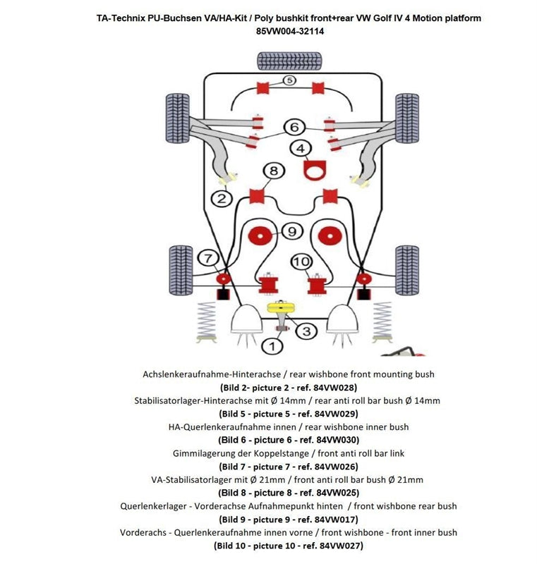 TA-Technix undervognsdel – 85VW004 forsuspension skematisk plan