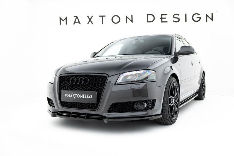 Maxton frontsplitter til Audi A3 8P Facelift – blank sort – billede 1 af 5