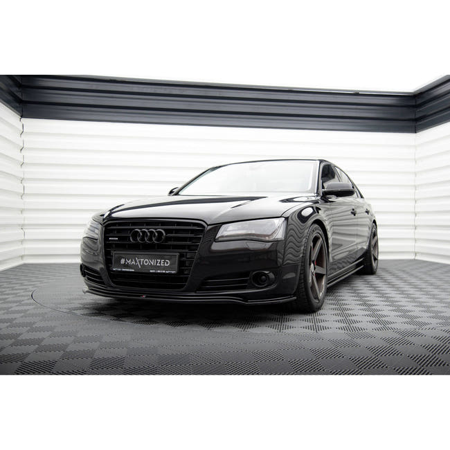 Maxton frontsplitter til Audi A8 D4 – blank sort – billede 1 af 5