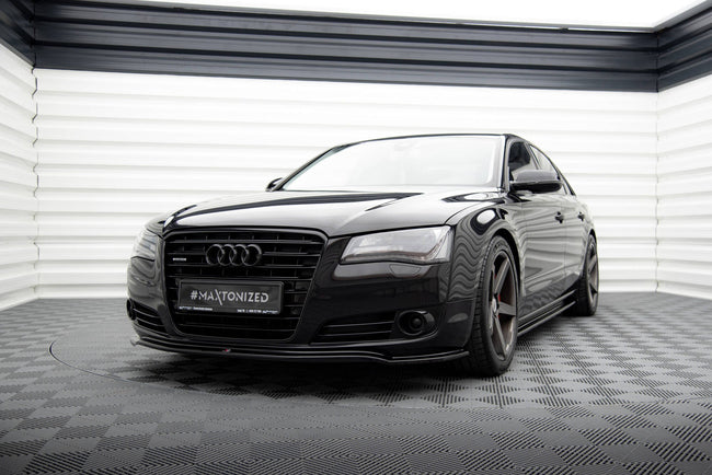 Maxton frontsplitter til Audi A8 D4 – blank sort – billede 1 af 5