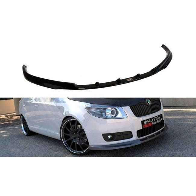Maxton frontsplitter til Skoda Fabia Mk2 – blank sort – billede 1 af 3