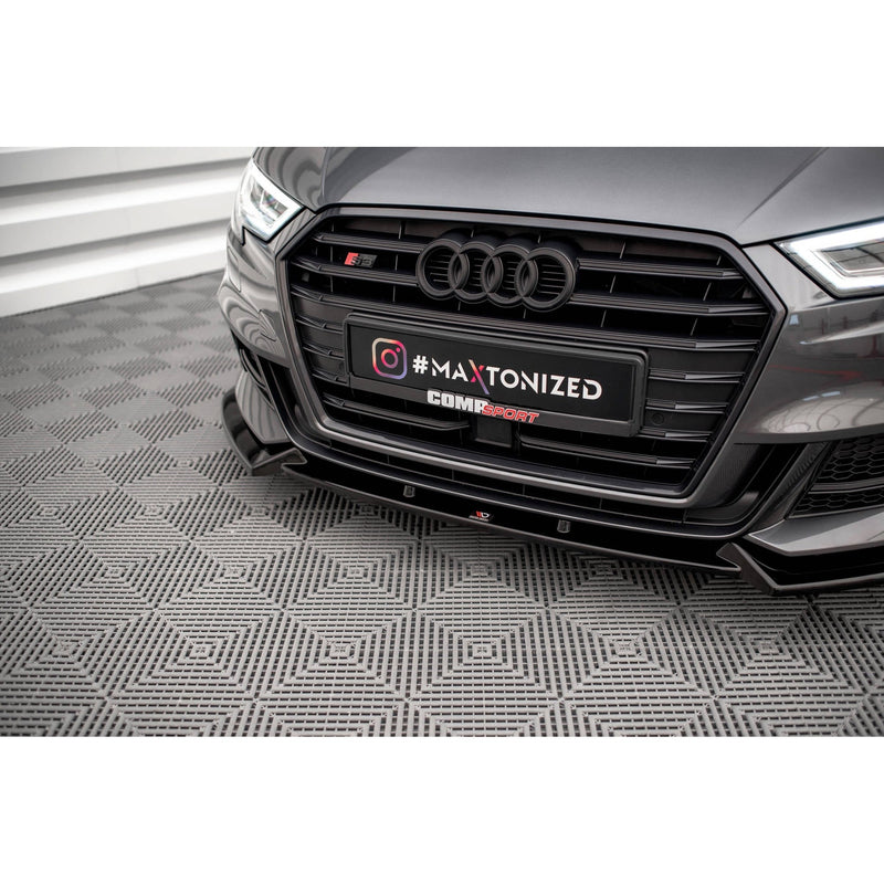 Maxton frontsplitter til Audi S3 / A3 S-Line Sportback 8V Facelift – blank sort – billede 3 af 5