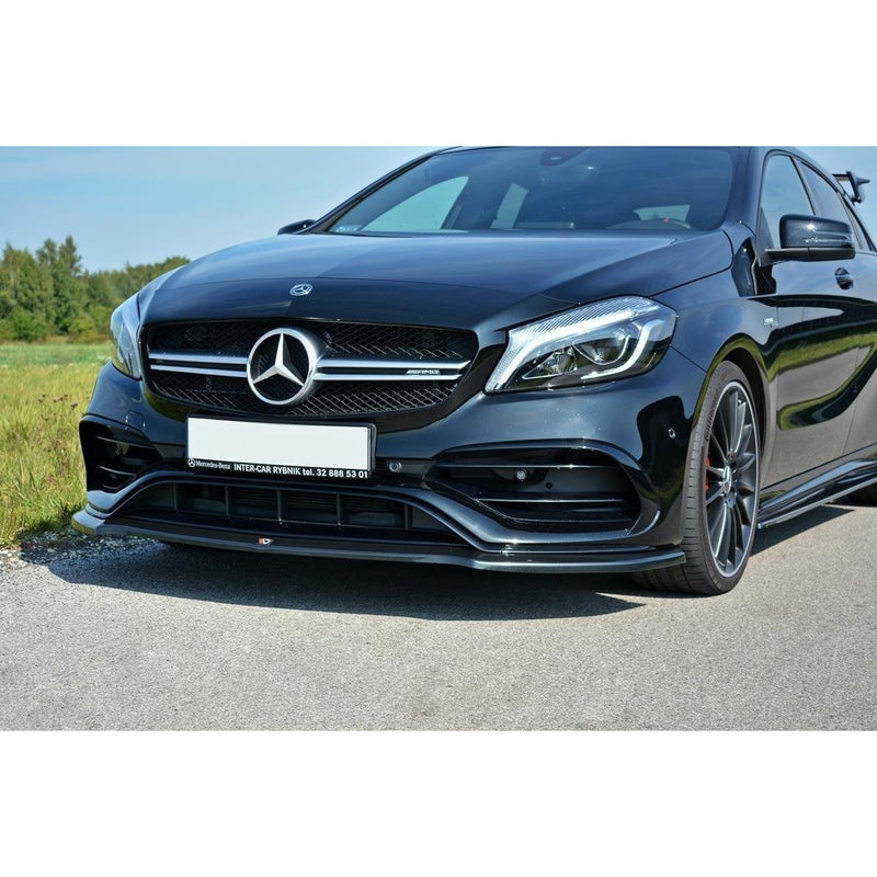 Maxton frontsplitter til Mercedes A W176 AMG Facelift – blank sort – billede 1 af 6