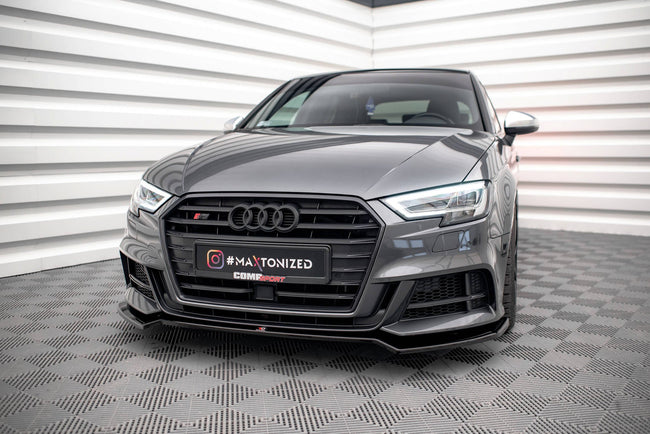 Maxton frontsplitter til Audi S3 / A3 S-Line Sportback 8V Facelift – blank sort – billede 1 af 5