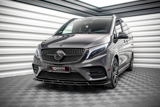 Maxton frontsplitter til Mercedes-Benz V-Class AMG-Line W447 – blank sort – billede 1 af 4