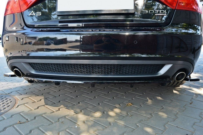 Maxton rear splitter til Audi A5 Coupe / Sportback S-Line 8T (with a vertical bar) – blank sort – billede 1 af 5