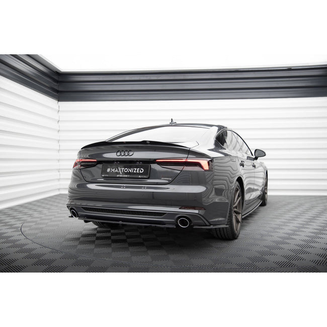 Maxton rear splitter til Audi A5 S-Line F5 Coupe / Sportback (with vertical bars) – blank sort – billede 1 af 4