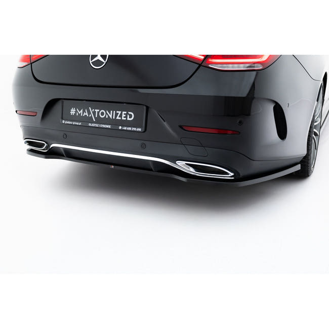 Maxton rear splitter til Mercedes-Benz CLS AMG-Line C257 – blank sort – billede 1 af 11