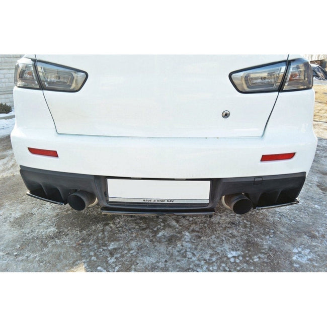 Maxton rear splitter til Mitsubishi Lancer Evo X (with vertical bars) – blank sort – billede 1 af 4
