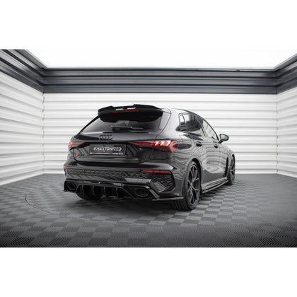 Maxton spoiler cap til Audi RS3 / S3 / A3 S-Line Sportback 8Y / 8Y Facelift – blank sort – billede 2 af 4