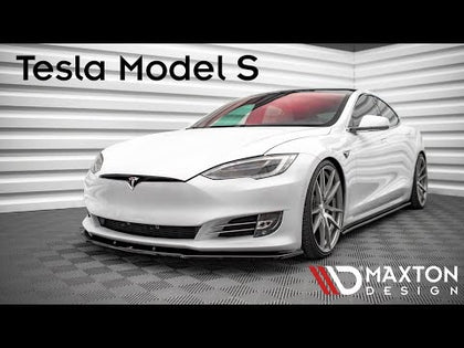 Maxton frontsplitter til Tesla Model S Facelift – blank sort – video