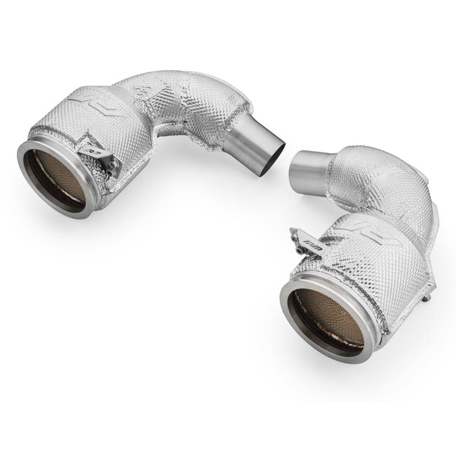 RM Motors Downpipe Porsche 911 992 Turbo / Turbo S Med Katalysator - MS Og Varmeskjold - nærbillede