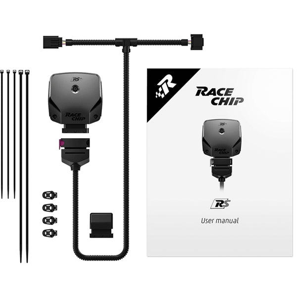 RaceChip RS modul, kabelsæt og brugervejledning i pakken