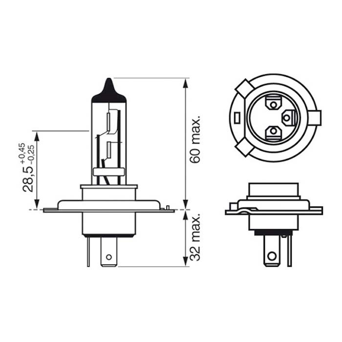 Bosch Ultra White pære H4 60/55W 12V 4200K