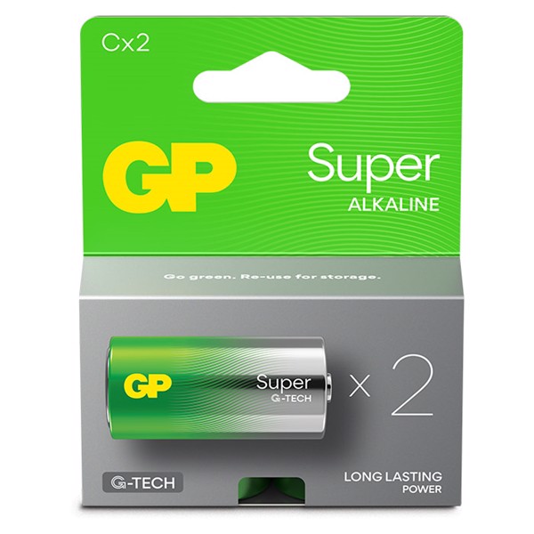 GP Super Alkaline C-batteri 14A/LR14 2-pak