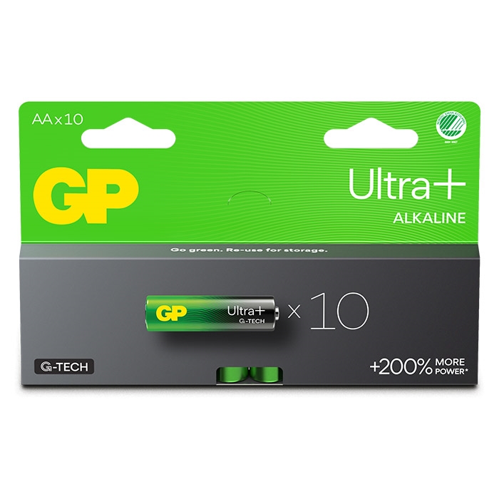 GP Ultra Plus Alkaline AA-batteri 15AUP/LR6 10-pak