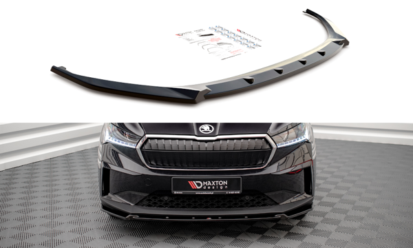 Maxton Front Splitter V.2 Skoda Enyaq Iv - Gloss Black